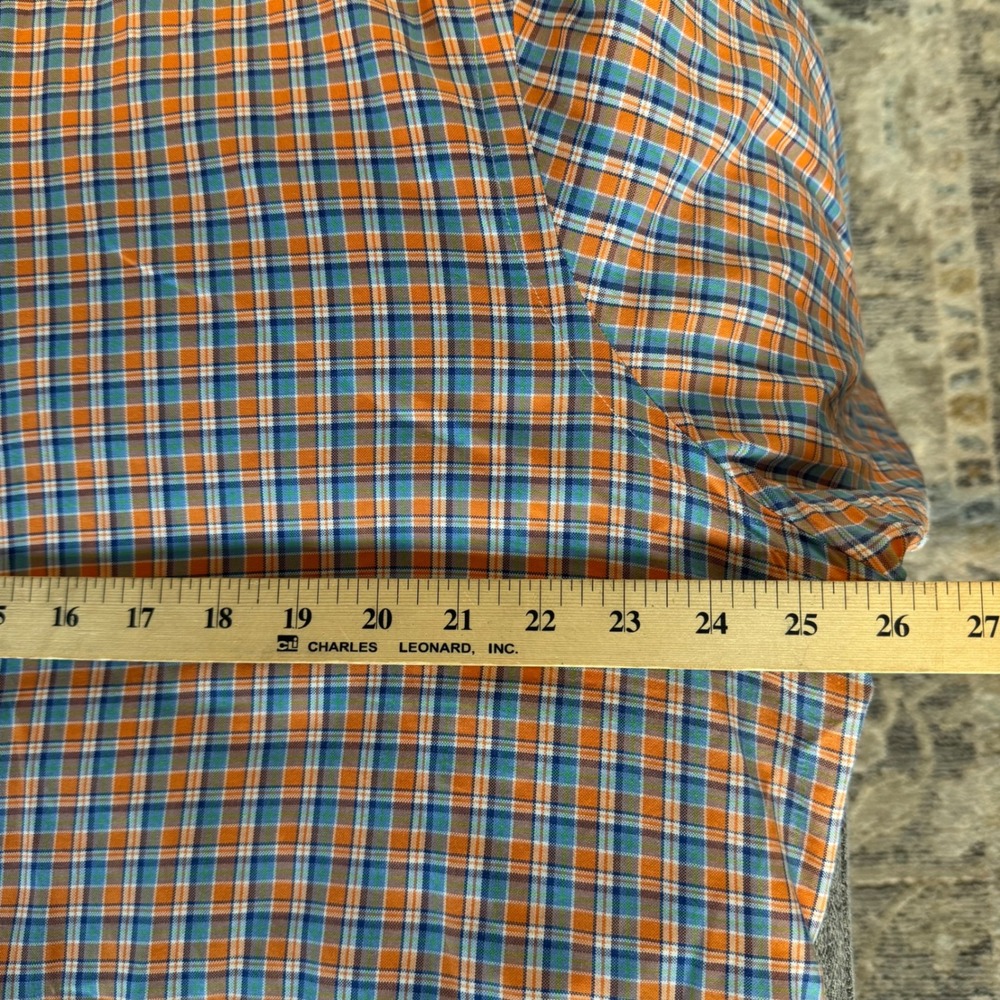 Polo Ralph Lauren Mens XL Orange Blue Plaid Long Sleeve Cotton Button Down Shirt - Picture 5 of 6